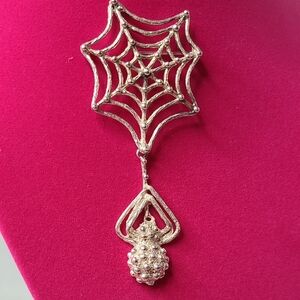 Mexican Sterling Silver Spider And Web Brooch